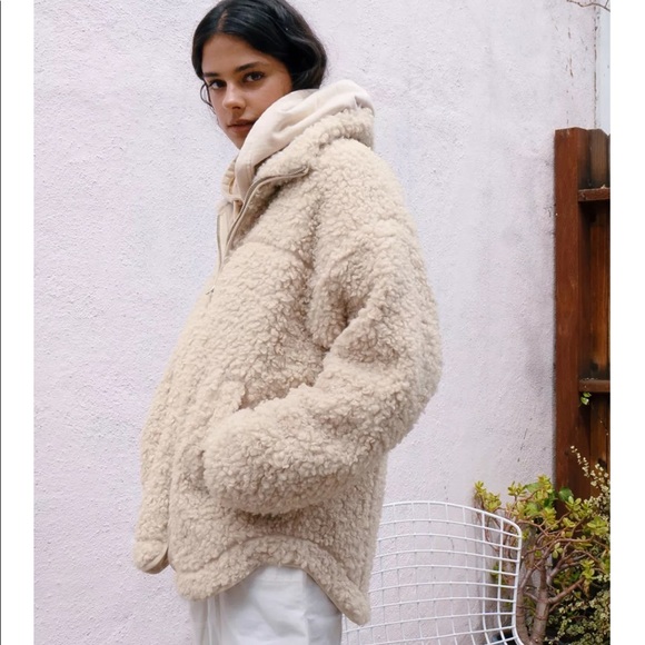 Cream Zip-Front Teddy Jacket - Picture 3 of 6